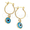 Argolla Pequeña 02.32.0561.15 Oro Laminado, Diseño de Ojo Griego, Pulido, Tono Dorado