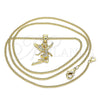 Collares con Dije 04.156.0443.20 Oro Laminado, Diseño de Angel, con Blanca Micro Pave, Pulido, Tono Dorado (02 MM Thickness, 20 Inches Length)