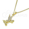 Collares con Dije 04.156.0445.20 Oro Laminado, Diseño de Angel, con Blanca Micro Pave, Pulido, Tono Dorado (02 MM Thickness, 20 Inches Length)