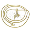 Collares con Dije 04.156.0448.20 Oro Laminado, Diseño de Angel, con Blanca Micro Pave, Pulido, Tono Dorado (02 MM Thickness, 20 Inches Length)