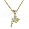 Collares con Dije 04.156.0448.20 Oro Laminado, Diseño de Angel, con Blanca Micro Pave, Pulido, Tono Dorado (02 MM Thickness, 20 Inches Length)