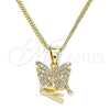 Collares con Dije 04.156.0449.20 Oro Laminado, Diseño de Angel, con Blanca Micro Pave, Pulido, Tono Dorado (02 MM Thickness, 20 Inches Length)