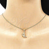 Collares con Dije 04.156.0454.20 Oro Laminado, Diseño de Mariposa, con Blanca Micro Pave, Pulido, Tono Dorado (02 MM Thickness, 20 Inches Length)