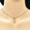Collares con Dije 04.156.0460.20 Oro Laminado, con Blanca Micro Pave, Pulido, Tono Dorado (02 MM Thickness, 20 Inches Length)