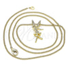 Collares con Dije 04.156.0461.20 Oro Laminado, Diseño de Angel, con Blanca Micro Pave, Pulido, Tono Dorado (02 MM Thickness, 20 Inches Length)
