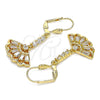 Arete Largo 02.387.0039 Oro Laminado, con Blanca Zirconia Cubica, Pulido, Tono Dorado