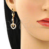 Arete Largo 02.387.0041 Oro Laminado, con Blanca Zirconia Cubica, Pulido, Tono Dorado