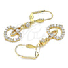 Arete Largo 02.387.0041 Oro Laminado, con Blanca Zirconia Cubica, Pulido, Tono Dorado