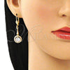 Arete Largo 02.387.0042 Oro Laminado, con Blanca Zirconia Cubica, Pulido, Tono Dorado