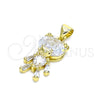 Dije Elegante 05.341.0050 Oro Laminado, Diseño de Osito, con Blanca Zirconia Cubica, Pulido, Tono Dorado
