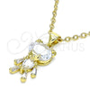 Dije Elegante 05.341.0050 Oro Laminado, Diseño de Osito, con Blanca Zirconia Cubica, Pulido, Tono Dorado