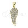 Dije Elegante 05.342.0031 Oro Laminado, Diseño de Alas, con Blanca Micro Pave, Pulido, Tono Dorado
