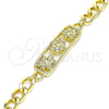 Pulsera Elegante 03.368.0061.08 Oro Laminado, Diseño de Abeja, con Blanca Micro Pave, Pulido, Tono Dorado (07 MM Thickness, 8 Inches Length)