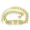 Pulsera Elegante 03.368.0061.08 Oro Laminado, Diseño de Abeja, con Blanca Micro Pave, Pulido, Tono Dorado (07 MM Thickness, 8 Inches Length)