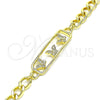 Pulsera Elegante 03.368.0064.08 Oro Laminado, Diseño de Mariposa, con Blanca Micro Pave, Pulido, Tono Dorado (07 MM Thickness, 8 Inches Length)