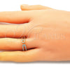 Anillo Multi Piedra 01.213.0004 Oro Laminado, Diseño de Paperclip, con Blanca Micro Pave, Pulido, Tono Dorado (One size fits all)