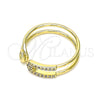 Anillo Multi Piedra 01.213.0004 Oro Laminado, Diseño de Paperclip, con Blanca Micro Pave, Pulido, Tono Dorado (One size fits all)