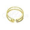 Anillo Multi Piedra 01.213.0004 Oro Laminado, Diseño de Paperclip, con Blanca Micro Pave, Pulido, Tono Dorado (One size fits all)