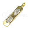 Dije Elegante 05.342.0045 Oro Laminado, Diseño de Ojo Griego y Mano de Dios, con Blanca Micro Pave, Pulido, Tono Dorado
