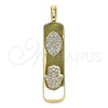 Dije Elegante 05.342.0045 Oro Laminado, Diseño de Ojo Griego y Mano de Dios, con Blanca Micro Pave, Pulido, Tono Dorado