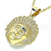 Dije Elegante 05.342.0052 Oro Laminado, con Blanca Micro Pave, Pulido, Tono Dorado