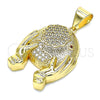 Dije Elegante 05.342.0054 Oro Laminado, con Blanca and Granate Micro Pave, Pulido, Tono Dorado