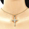 Dije Religioso 05.342.0060 Oro Laminado, Diseño de Cruz, con Blanca Micro Pave, Pulido, Tono Dorado