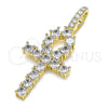 Dije Religioso 05.342.0066 Oro Laminado, Diseño de Cruz, con Blanca Zirconia Cubica, Pulido, Tono Dorado
