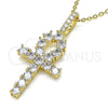 Dije Religioso 05.342.0066 Oro Laminado, Diseño de Cruz, con Blanca Zirconia Cubica, Pulido, Tono Dorado