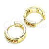 Argolla Huggie 02.210.0635.1.15 Oro Laminado, con Granate Zirconia Cubica, Pulido, Tono Dorado