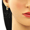Argolla Huggie 02.210.0635.2.15 Oro Laminado, con Aqua Azul Zirconia Cubica, Pulido, Tono Dorado