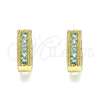 Argolla Huggie 02.210.0635.2.15 Oro Laminado, con Aqua Azul Zirconia Cubica, Pulido, Tono Dorado