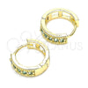Argolla Huggie 02.210.0635.2.15 Oro Laminado, con Aqua Azul Zirconia Cubica, Pulido, Tono Dorado
