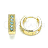 Argolla Huggie 02.210.0635.2.15 Oro Laminado, con Aqua Azul Zirconia Cubica, Pulido, Tono Dorado
