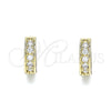 Argolla Huggie 02.210.0636.10 Oro Laminado, con Blanca Micro Pave, Pulido, Tono Dorado