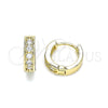 Argolla Huggie 02.210.0636.10 Oro Laminado, con Blanca Micro Pave, Pulido, Tono Dorado