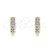 Argolla Huggie 02.210.0636.2.10 Oro Laminado, con Amatista Micro Pave, Pulido, Tono Dorado