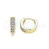 Argolla Huggie 02.210.0636.2.10 Oro Laminado, con Amatista Micro Pave, Pulido, Tono Dorado