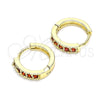 Argolla Huggie 02.210.0637.1.12 Oro Laminado, con Granate Zirconia Cubica, Pulido, Tono Dorado