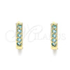 Argolla Huggie 02.210.0637.2.12 Oro Laminado, con Aqua Azul Zirconia Cubica, Pulido, Tono Dorado