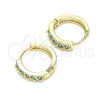 Argolla Huggie 02.210.0637.2.12 Oro Laminado, con Aqua Azul Zirconia Cubica, Pulido, Tono Dorado