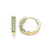 Argolla Huggie 02.210.0637.2.12 Oro Laminado, con Aqua Azul Zirconia Cubica, Pulido, Tono Dorado
