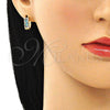 Argolla Huggie 02.210.0638.2.12 Oro Laminado, con Aqua Azul Zirconia Cubica, Pulido, Tono Dorado