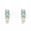 Argolla Huggie 02.210.0638.2.12 Oro Laminado, con Aqua Azul Zirconia Cubica, Pulido, Tono Dorado