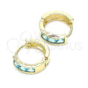 Argolla Huggie 02.210.0638.2.12 Oro Laminado, con Aqua Azul Zirconia Cubica, Pulido, Tono Dorado