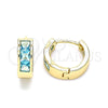 Argolla Huggie 02.210.0638.2.12 Oro Laminado, con Aqua Azul Zirconia Cubica, Pulido, Tono Dorado