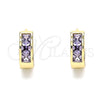 Argolla Huggie 02.210.0638.3.12 Oro Laminado, con Amatista Zirconia Cubica, Pulido, Tono Dorado