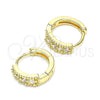 Argolla Huggie 02.210.0639.12 Oro Laminado, con Blanca Zirconia Cubica, Pulido, Tono Dorado