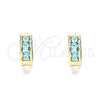 Argolla Huggie 02.210.0640.2.10 Oro Laminado, con Aqua Azul Zirconia Cubica, Pulido, Tono Dorado