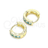 Argolla Huggie 02.210.0640.2.10 Oro Laminado, con Aqua Azul Zirconia Cubica, Pulido, Tono Dorado